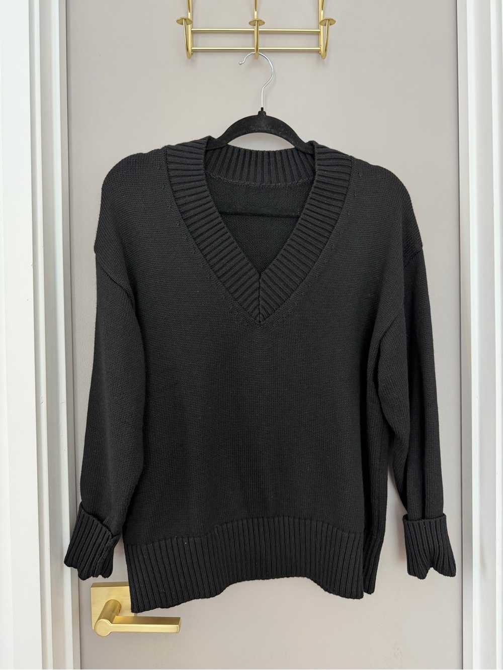 Black V-Neck Cashmere Sweater